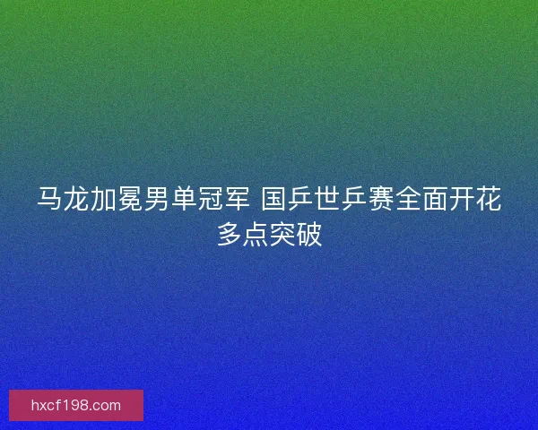 马龙加冕男单冠军 国乒世乒赛全面开花多点突破
